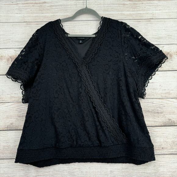 Torrid Stretch Lace Surplice Crop Top‎ Women's Size 4X Black - Picture 1 of 14